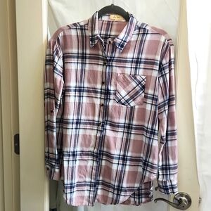 Love Notes Plaid Flannel Long Sleeve Button Shirt